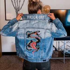 Hand-Painted, Edgy Denim Jacket